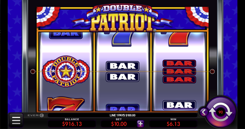 Double Patriot slot machine line hit with 2x wild